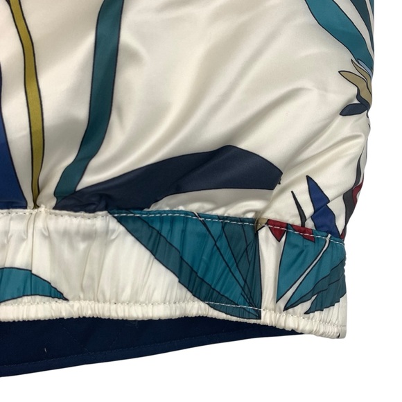 Tory Burch Piper Puffer Vest Floral Navy Reversible Quilted Down Filled Size 12 - Picture 6 of 15